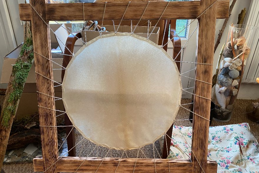 Cadre peau bois prêt à peindre - format carré avec peau ronde